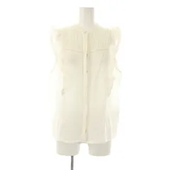 ザラ ZARA ノースリーブフリルブラウス 前開き S ホワイト /HK ■OS