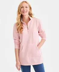 スタイルアンドコー レディース アウター ニット・セーター スウェット シャツ フリース Style Co Womens Luxsoft Fleece QuarterZip Tunic Sweatshirt Silver Pink ピンク