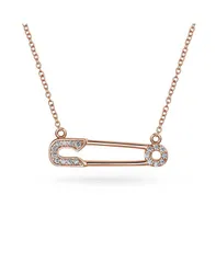 ブリング レディース アクセサリー ネックレス・チョーカー・ペンダントトップ レース Bling Jewelry Safety Pin Pendant Necklace with CZ Accents Symbol of Solidarity Gold Pla