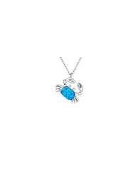 ブリング レディース アクセサリー ネックレス・チョーカー・ペンダントトップ レース Bling Jewelry Tropical Nautical Blue Created Opal Sand Crab Pendant Necklace Sterling A