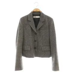 ザラ ZARA チェック ジャケット テーラード EUR XS 黒 グレー /CX ■OS