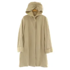 トゥモローランド TOMORROWLAND メルトンコンビフーデットコート ロング アルパカ混 34 ベージュ /MY ■OS