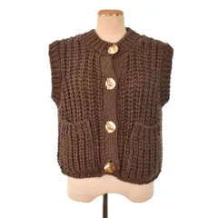 ザラ ZARA チャンキーニットベスト S 茶 ブラウン ■FY