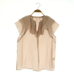 ナチュラルクチュール natural couture タックフリル衿スキッパーあきブラウス 半袖 シアー F ピンクベージュ /MY ■OS