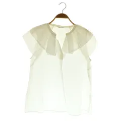 ナチュラルクチュール natural couture タックフリル衿スキッパーあきブラウス 半袖 シアー シースルー F ホワイト /MY ■OS