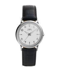 タイメックス レディース アクセサリー 腕時計 レザー Timex Unisex Quartz Analog Black Leather Watch 34mm Black ブラック