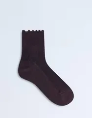 トップショップ レディース アンダーウェア 靴下 リブ Topshop ribbed frill trim socks in chocolate チョコレートのサムネイル