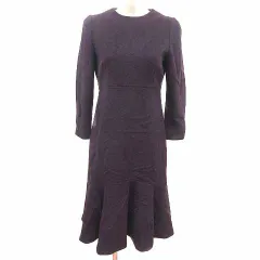 アクアガール aquagirl ワンピース マーメイド ひざ丈 長袖 ウール 36 S 紫 パープル /YK