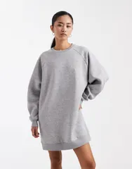 エイソス レディース トップス ワンピース ミニ ASOS DESIGN long sleeve with keyhole mini sweat dress Gray グレー