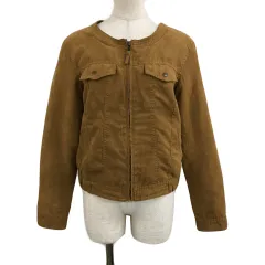 エヘカソポ サマンサモスモス ehka sopo SM2 ジャケット ブルゾン ノーカラー スエード調 ジップアップ 長袖 M 茶 ブラウン