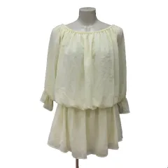 スナイデル SNIDEL チュニック ドルマンスリーブ バックリボン 七分袖 F 黃 ライトイエロー /MS