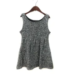 マーキュリーデュオ MERCURYDUO ニットワンピース ミニ ツイード ノースリーブ F 黒 ブラック 白 ホワイト /MS