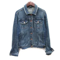 ザラ ベーシック ZARA BASIC ジャケット デニム Gジャン ジージャン ダメージ加工 紺 ネイビー /YI