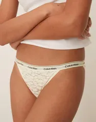 カルバンクライン レディース アンダーウェア ブリーフパンツ レース Calvin Klein Icon Lace string bikini briefs in light yellow P Sorbet イエロー