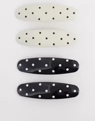 エイソス レディース アクセサリー ドット ASOS DESIGN pack of 4 hair clips with polkadot design and Multi マルチカラーのサムネイル