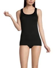 オスカリト レディース トップス タンクトップ サテン コットン Oscalito Cotton Scoop Neck Tank Top with Satin Trim Black ブラックのサムネイル