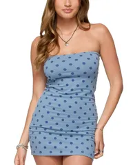 アディクテッド レディース トップス ワンピース ドット柄 ドット ミニ ストラップレス Edikted Lewis Polka Dot Strapless Mini Dress Blue ブルー