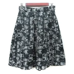 ザラウーマン ZARA WOMAN フレアスカート ミモレ ロング 総柄 黒 ブラック 白 ホワイト /YI