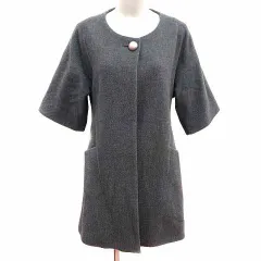 フレイアイディー FRAY I.D ノーカラーコート ウール 七分袖 0 XS チャコールグレー /YK