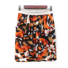 クイーンズコート QUEENS COURT タイトスカート ひざ丈 シフォン 総柄 2 M マルチカラー /YI