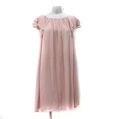 シップスリトルブラック ships little black ワンピース ひざ丈 フレンチスリーブ シフォン 絹 シルク M ピンク /YI