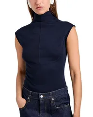 プロエンザ スクーラー レディース トップス シャツ タートルネック Proenza Schouler White Label Zane Brushed Rib Turtleneck Top Navyのサムネイル