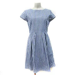 N.Natural Beauty Basic N.ナチュラルビューティーベーシック ワンピース ひざ丈 半袖 ストライプ M 紺 ネイビー 白 ホワイト /YI