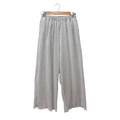 サマンサモスモス SM2 ブルー blue ワイドパンツ プリーツ 花柄 F ライトベージュ グレー 白 ホワイト /MS