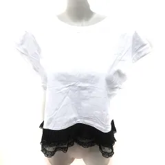 ザラ ZARA ニット カットソー Uネック ノースリーブ S 白 ホワイト 黒 ブラック /RT