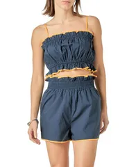 イングリッシュファクトリー レディース トップス シャツ カラーブロックロップド English Factory Womens Cropped Top with Colorblock Bindingのサムネイル