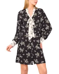 セセ レディース トップス ワンピース CeCe Tie Neck Dress Rich Black ブラック