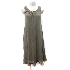 ズッカ zucca ワンピース ひざ丈 ノースリーブ 緑 カーキ /YI