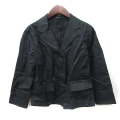 コムサイズム COMME CA ISM テーラードジャケット シングル 麻 リネン L 黒 ブラック /YI