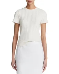 ヴィンス レディース トップス Tシャツ クルーネック リブ Vince Ribbed Crewneck Tee Off White オフホワイトのサムネイル