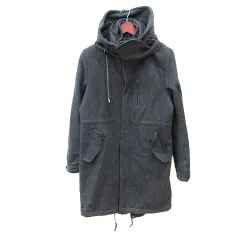 ナノユニバース nano universe 中綿コート 総裏地 フード ウール M グレー /MN