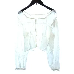 ページボーイ PAGE BOY シャツ ブラウス スクエアネック シアー 長袖 F アイボリー 白 ホワイト /AU