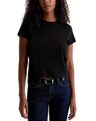 エージー レディース トップス Tシャツ クロップド AG Sadie Crew Cropped Tee Super Black ブラックのサムネイル