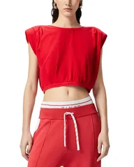 ピンコ レディース トップス シャツ PINKO Maracaibo Maglia Extended Shoulder Crop Top Lively Red レッドのサムネイル