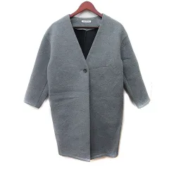 ナチュラルビューティーベーシック NATURAL BEAUTY BASIC ノーカラーコート シングル スウェット M グレー /YI