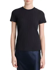ヴィンス レディース トップス Tシャツ クルーネック リブ Vince Ribbed Crewneck Tee Coastal Blue ブルーのサムネイル