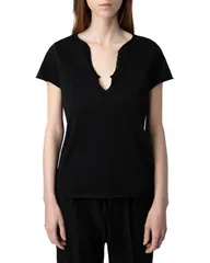 ザディグ エ ヴォルテール レディース トップス Tシャツ Zadig Voltaire Diamant Henley Tee Noirのサムネイル