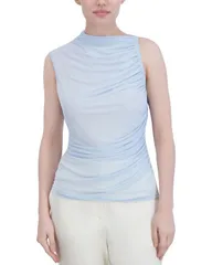 ビーシービージーマックスアズリア レディース トップス シャツ アシンメトリー メッシュ BCBGMAXAZRIAsymmetric Shirred Mesh Topowder Blue ブルーのサムネイル