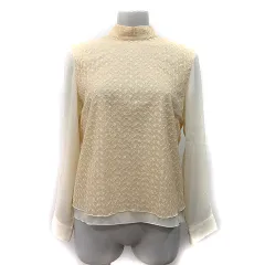 プリドール Plidoul ブラウス プルオーバー 切替 シフォン 長袖 刺繍 7 S 黄色 イエロー /YI