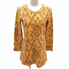 スポーティフ sportiff チュニック ベロア 総柄 長袖 2 M 黄色 マスタード /YK