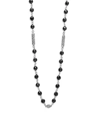 ラゴス レディース アクセサリー ネックレス・チョーカー・ペンダントトップ レース LAGOS Sterling Silver Caviar Icon Ceramic Bead Link Statement Necklace 1618 BlackSilver