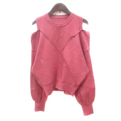 ビス ViS ニット カットソー 長袖 オープンショルダー リブ F ピンク /MN