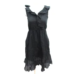 レストローズ L'EST ROSE ワンピース ひざ丈 フリル ノースリーブ 2 M 黒 ブラック /AU