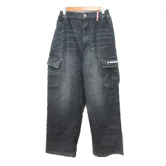 パーソンズ PERSON'S カーゴパンツ ストレート 刺繍 ウォッシュ加工 S グレー /MN