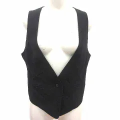 ザラ ベーシック ZARA BASIC ベスト ジレ 前開き 総裏地 M 黒 ブラック /YK