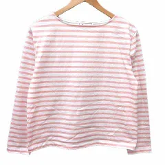 ロペピクニック ROPE Picnic Tシャツ カットソー ボートネック ボーダー 長袖 38 M ピンク 白 ホワイト /YK